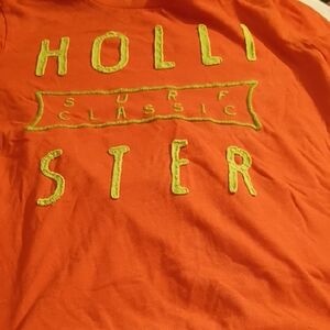 Hollister Orange Tee with Lime Green Raised Logo